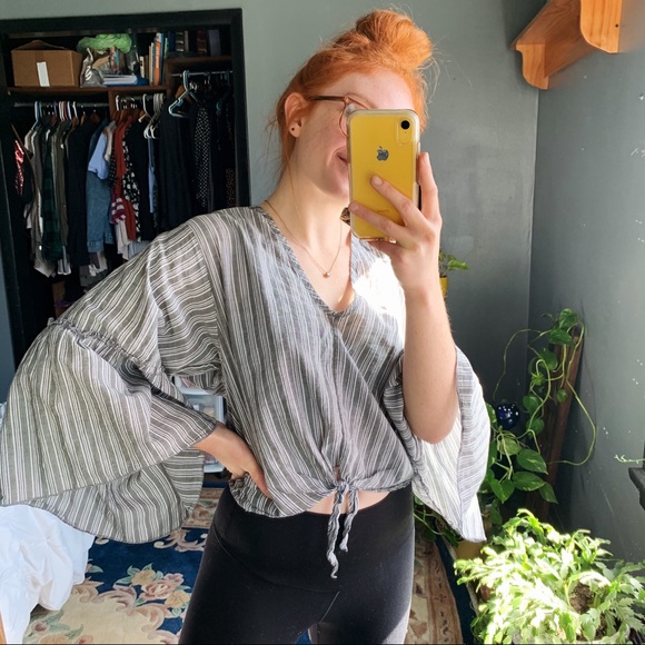 lavender field Tops - Anthropologie Lavender Field V Neck Striped Shirt